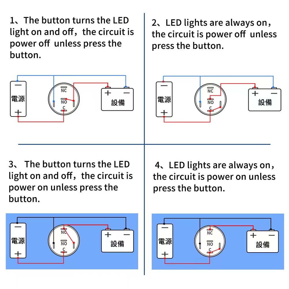 Công Tắc Đèn LED 19mm 12V 24V 36V 48V 110-220V Chuyên Dụng