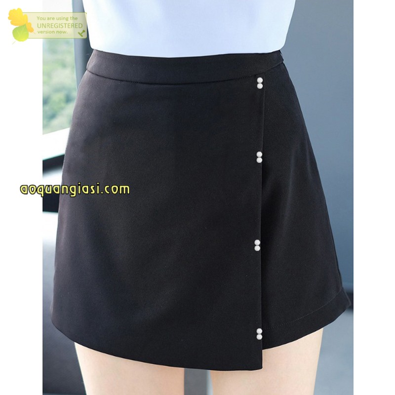 Quần giả váy nữ vạt xéo đính cườm đôi mẫu 87 size S,M màu đen MT794 thần thánh chuẩn store hàn quốc freeship 50k