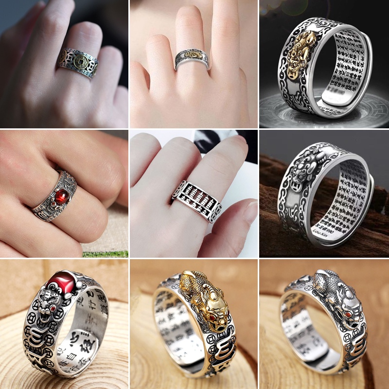 Nhẫn Bùa Hộ Mệnh May Mắn Phong Thủy Pixiu Mani Mantra