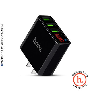 CÓC CỦ SẠC NHANH 3 CỔNG USB 3A HOCO C15 - MÀN HÌNH LED - MÀU ĐEN/ TRẮNG [PHỤ KIỆN HOCO]