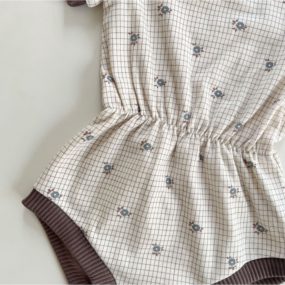 Áo Liền Quần Tay Ngắn In Hoa Cho Bé Gái Sơ Sinh