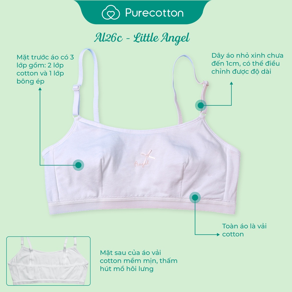 [Mã BMLT35] Áo lá học sinh Purecotton cho bé gái mới lớn chất liệu cotton cao cấp kiểu dáng chui đầu không đệm PC002