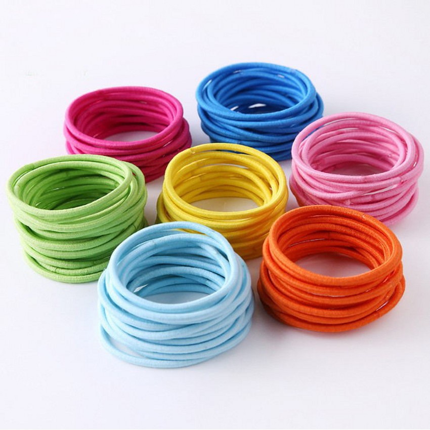 Set 50 Dây Buộc Tóc Co Giãn Bằng Nylon Màu Kẹo Ngọt Dành Cho Nữ
