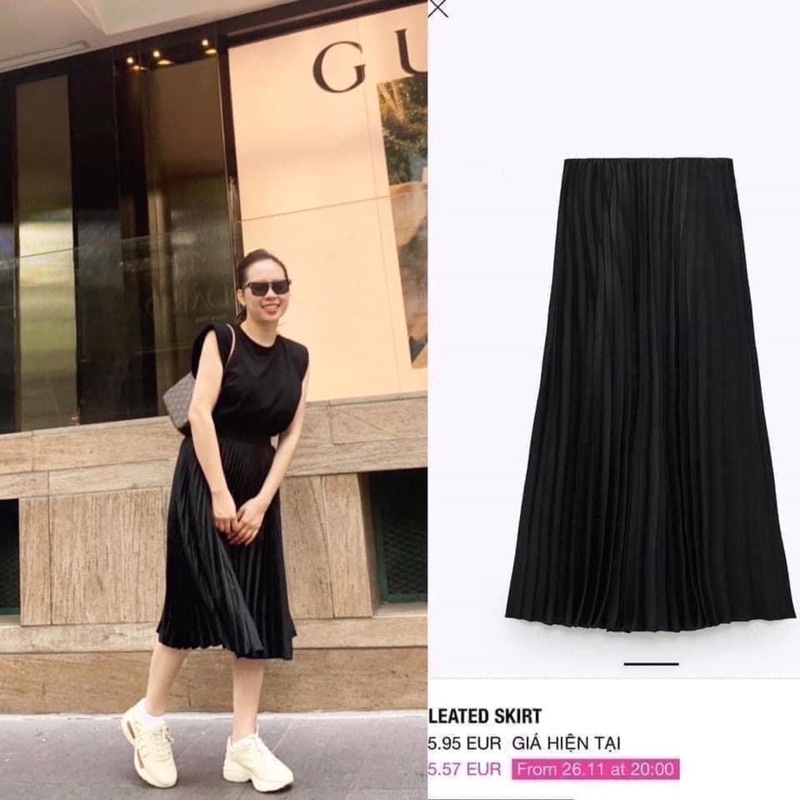 Chân váy xếp ly stra kèm túi giấy