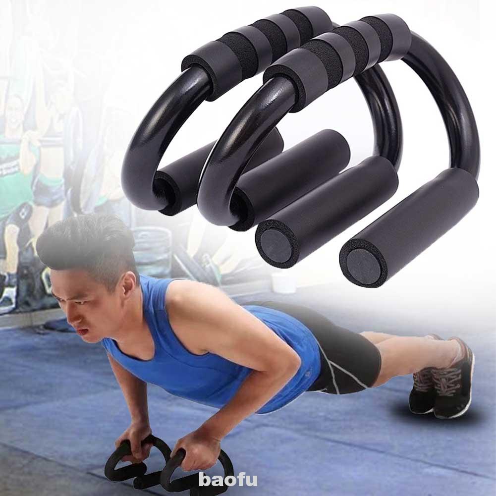 1pair Chest Press Foam Handles S Shape Body Gym Training Exercise Fitness Sports Home Push Up Bar