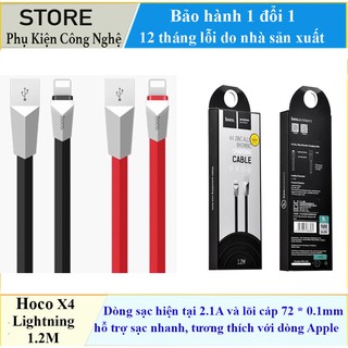 Cáp Hoco X4 1.2m Đầu Thép Lightning sạc nhanh Cho iPhone