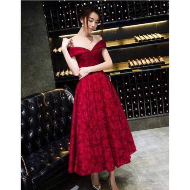 SALE 30% Đầm xoè trễ vai ren hoa 3D