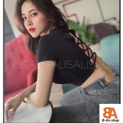 Áo croptop nữ có đệm ngực kiểu đan dây hở lưng chất vải thun Borip