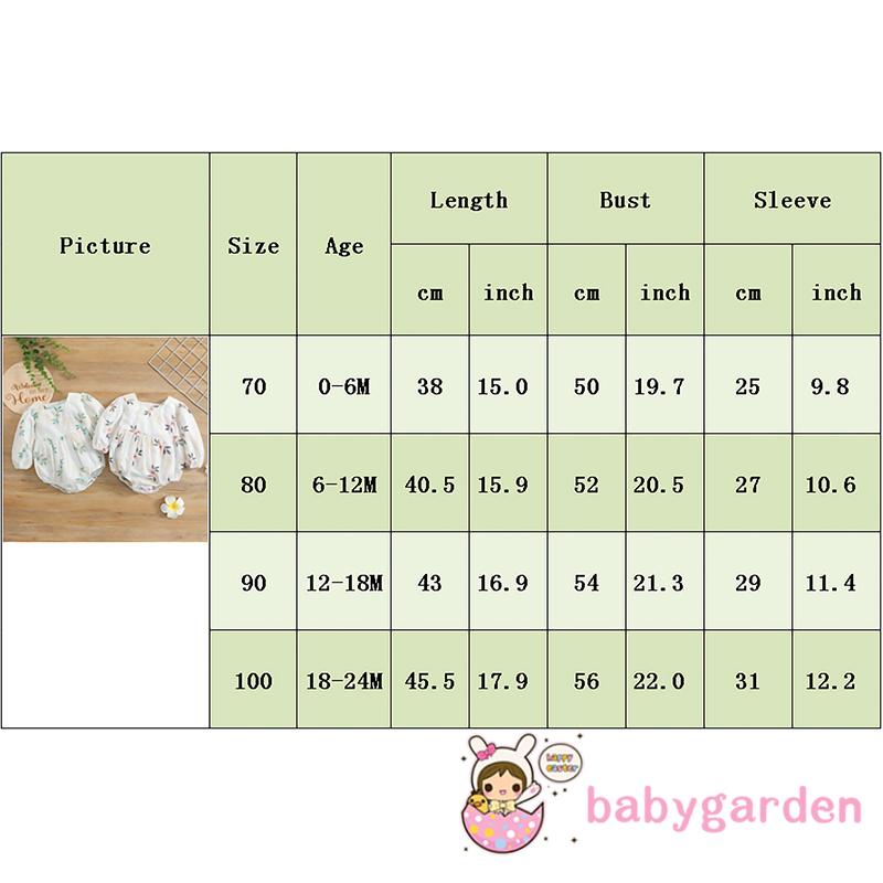 Áo Liền Quần Tay Dài Cổ Tròn In Hoa Dành Cho Bé Gái 0-24 Tháng Tuổi