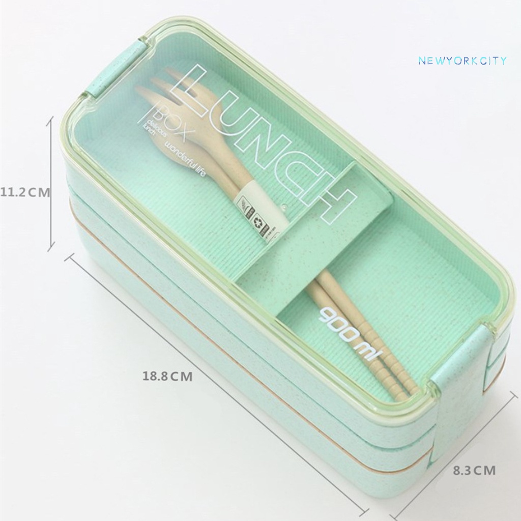 Hộp Đựng Cơm Trưa NYC 900ml 3 Tầng PP Thân Thiện Với Môi Trường Dùng Tại Nhà