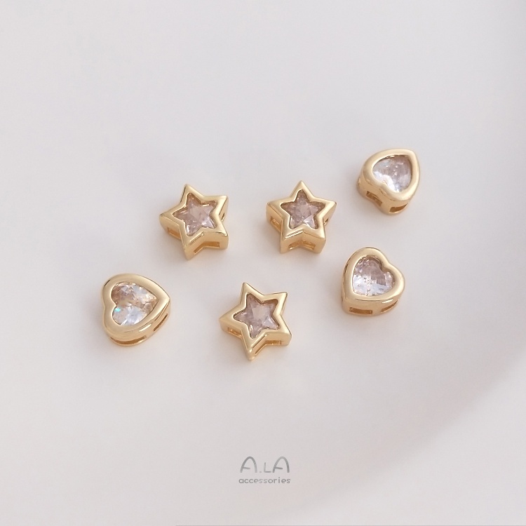 Mặt Dây Chuyền Hình Ngôi Sao Năm Cánh Bằng Đồng Đính Đá Zircon 14K diy