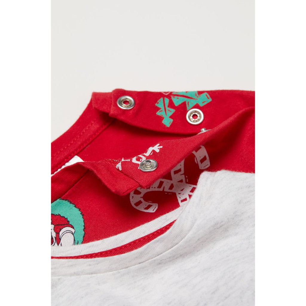 Set 2 áo cotton dài tay cho bé họa tiết noel  HM