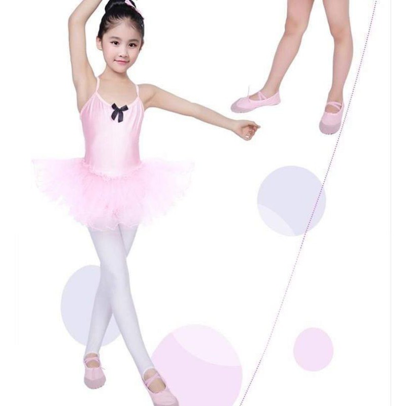 Váy bale một màu phối nơ đen xinh xắn cho bé, váy tập múa cho bé hàng có sẵn các size L, XL, XXL, XXXL, XXXXL