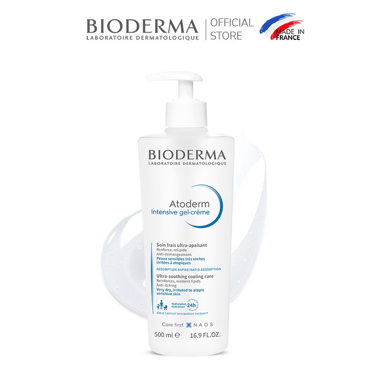 Kem gel dưỡng ẩm và làm dịu dạng gel cho da khô , da rất khô Bioderma Atoderm Intensive gel-crème 500ml