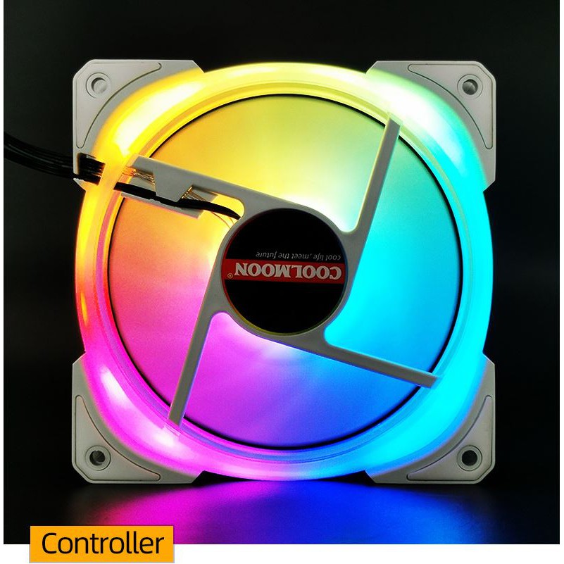 Quạt Tản Nhiệt, Fan Led RGB Coolmoon U4 Led Cả Vòng Ring Và Tâm Quạt - Đồng Bộ Hub Coolmoon