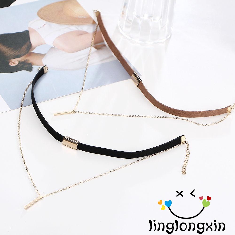 Vòng cổ choker 2 lớp nhung mạ vàng thời trang cho nữ