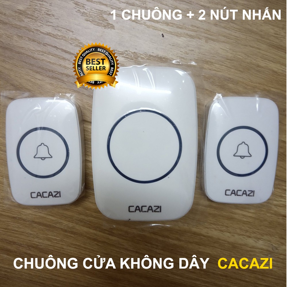 Chuông cửa không dây Cacazi A10 (loại 1 chuông + 2 nút nhấn) khoảng cách 300m chống nước