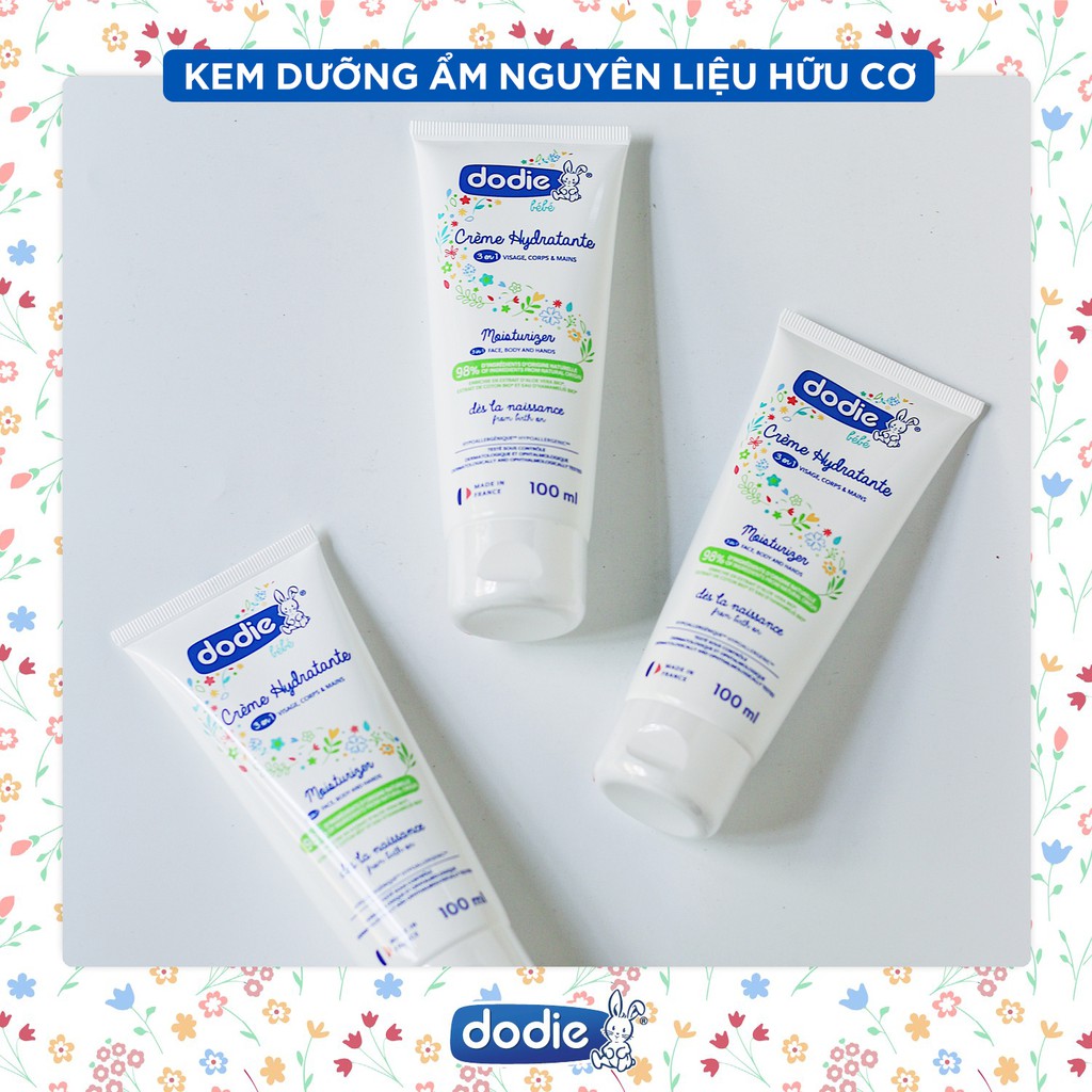 Kem Dưỡng Ẩm Em Bé Làm Dịu Da Bé Dodie Nguyên Liệu Hữu Cơ 3 trong 1 - 100ml HSD 02/2022