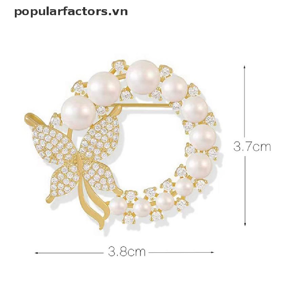 Ghim cài áo hình tròn đính đá và ngọc trai nhân tạo kiểu dáng thời trang mới