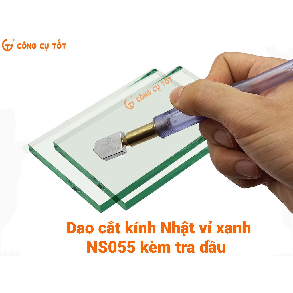Dao cắt kính vỉ xanh NS055 kèm tra dầu