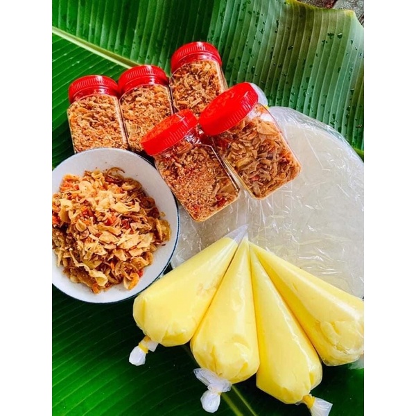 Combo bánh tráng phơi sương 200g, muối tép 100g, bơ 100g