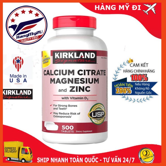 [ Date xa] Viên Uống Calcium Citrate Magnesium Zinc Kirkand 500 viên