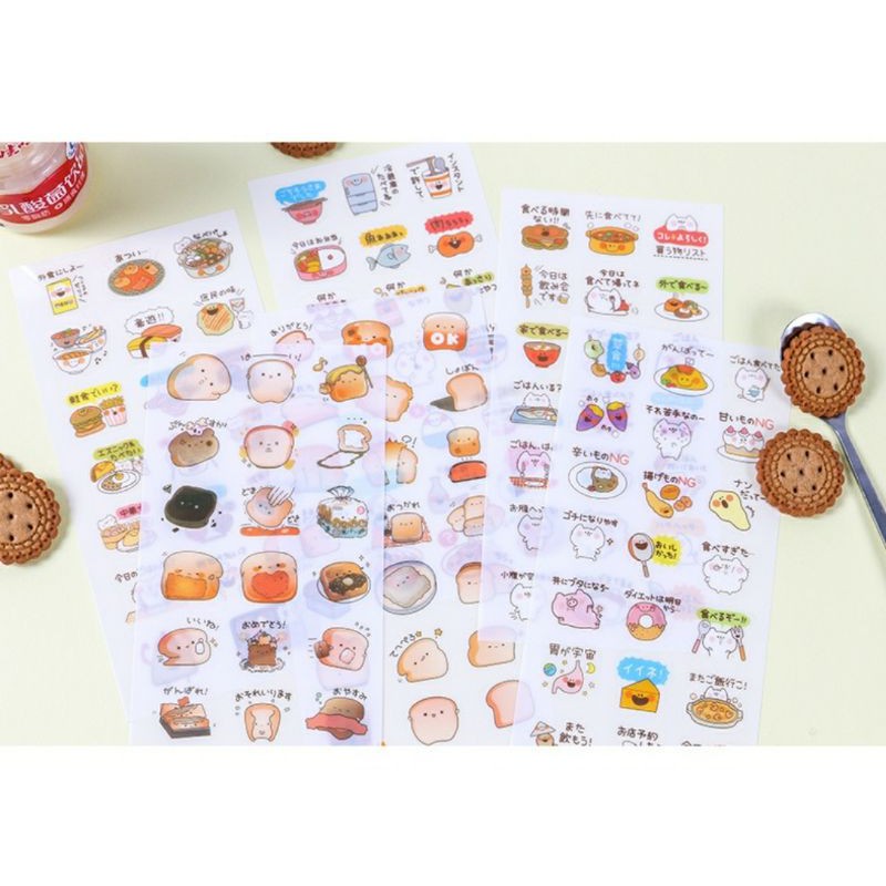 set 6 tấm sticker đồ ăn