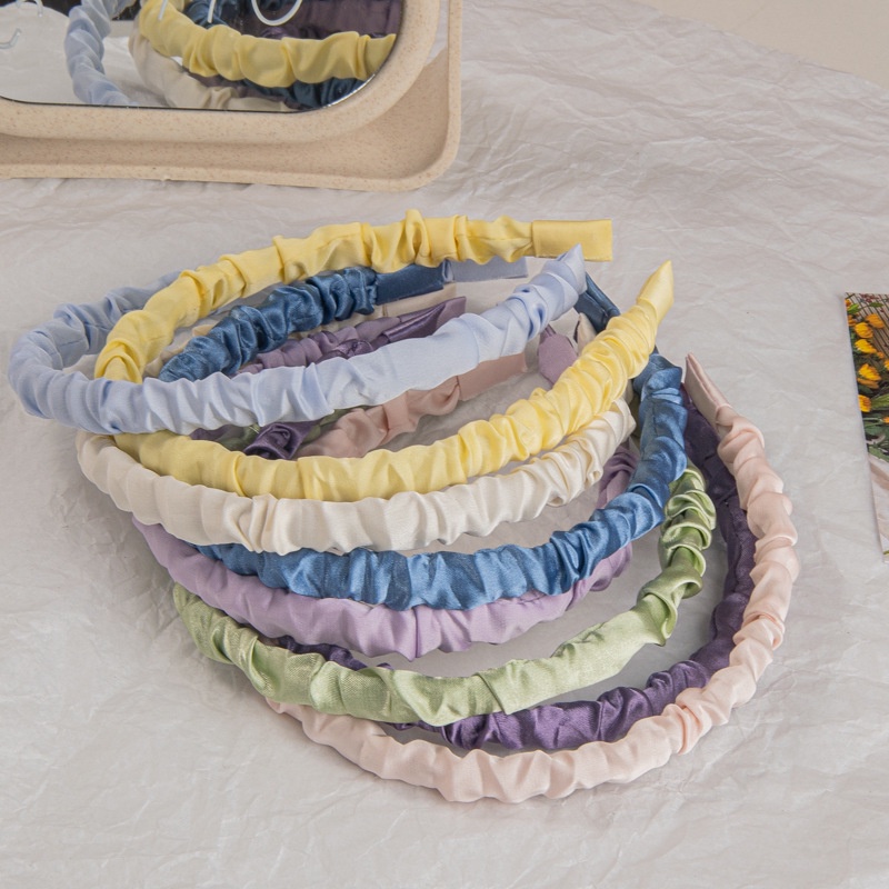 Băng đô cài tóc bằng lụa Satin tone màu Pastel phong cách tiểu thư