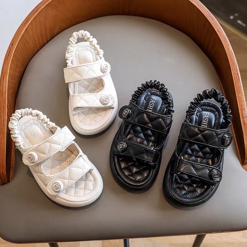 Sandal hai quai da mềm có chun sau bé gái,hàng loại 1 chất da pu size 26-33