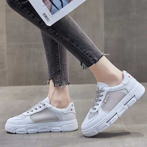 Giày thể thao nữ trắng giá rẻ đế bằng giày sneaker nữ trắng cao cấp hot trend AZUKA - C2