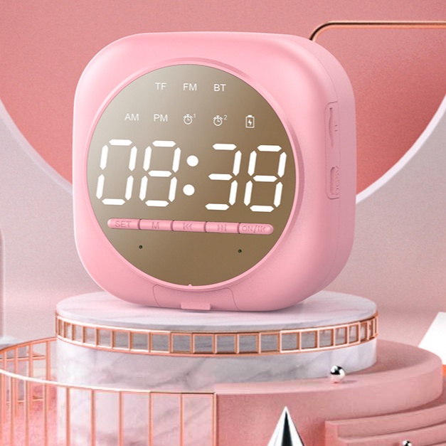 Loa Bluetooth không dây mini có đèn LED tích hợp đồng hồ báo thức hỗ trợ thẻ nhớ TF đa năng