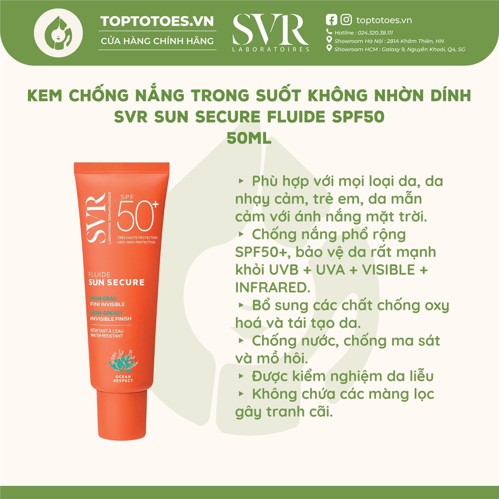 Kem chống nắng trong suốt không nhờn dính SVR Sun Secure Fluide SPF50+ 50ml