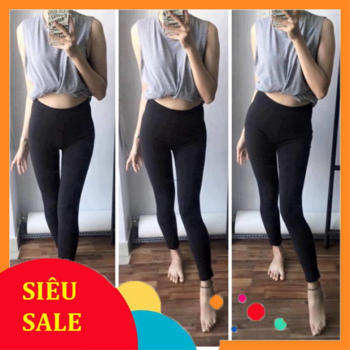 Quần legging trơn loại dày cho nữ Đen và Xám hàng VNXK đạt tiêu chuẩn chất lượng cao
