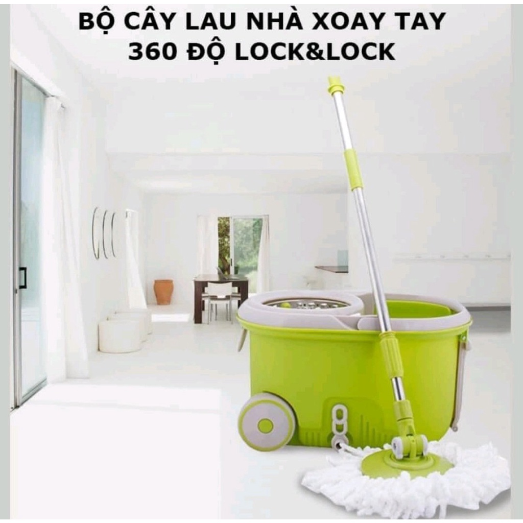 { TẶNG KÈM 2 BÔNG LAU}Cây lau nhà, Bộ lau nhà Lock and Lock ETM498 -[Hàng chính hãng Lock &amp;Lock