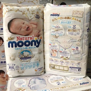 Bỉm MOONY NATURAL dán/quần Nội địa đủ size NB63/S58/M46/L38/L36/XL32
