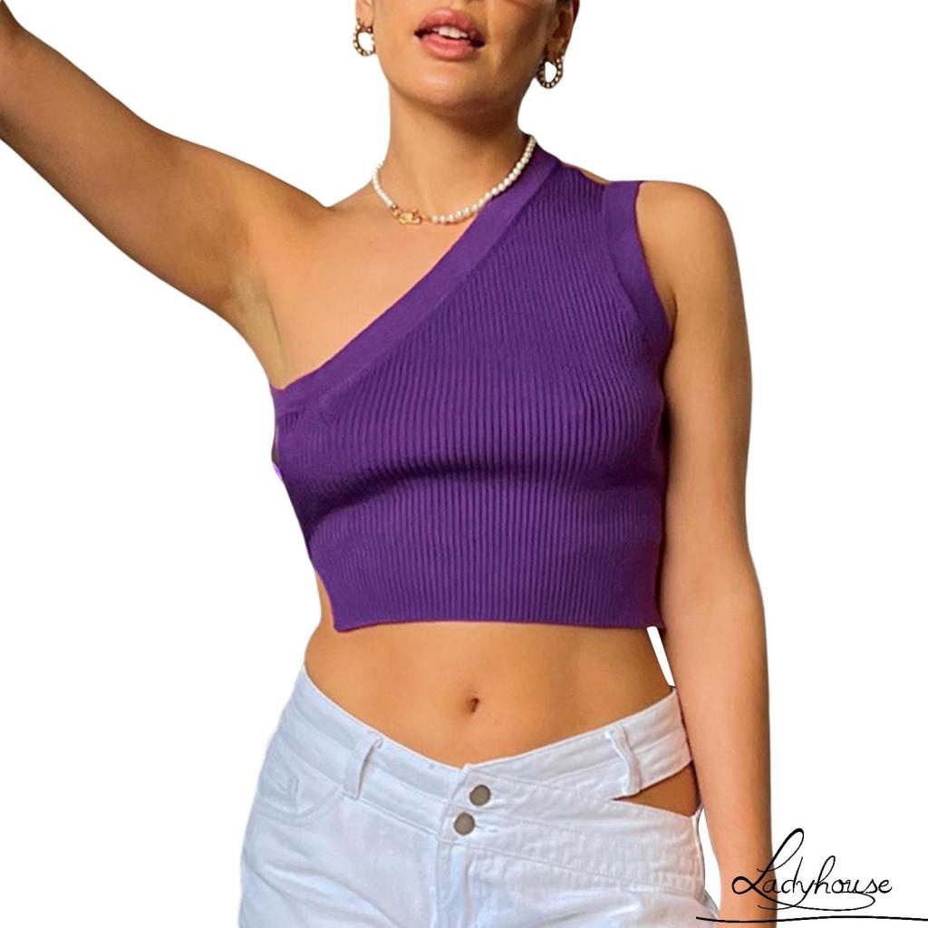 Áo Croptop Dệt Kim Hai Dây Màu Trơn Hở Lưng Size S / M / L