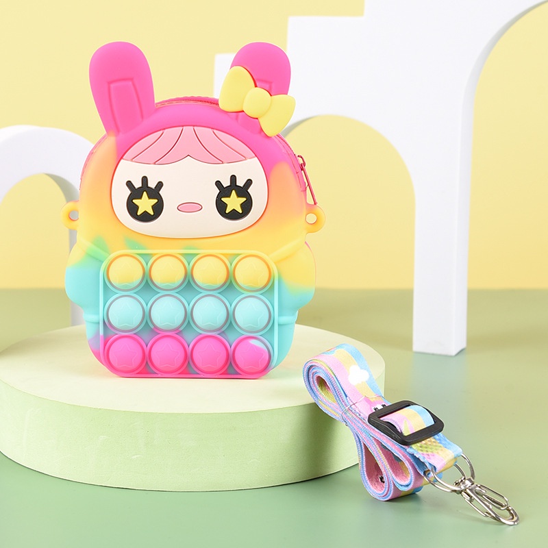 Túi pop it cho bé gái giá rẻ đeo chéo giảm căng thẳng bóp bong bóng hình thỏ xinh dễ thương Fullbaby 025