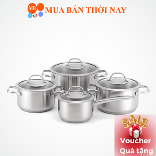 Bộ nồi inox 8 món malloca sa 4002, cam kết chính hãng