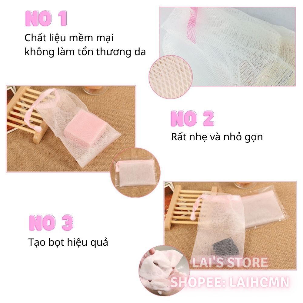 Túi Lưới Đựng Xà Phòng Tạo Bọt Tiện Lợi, Túi Tạo Bọt Có Dây Rút Soap Foaming Mesh Bag  - LAI'S STORE
