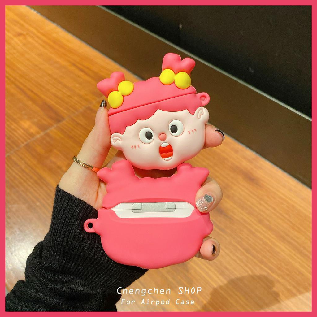 Vỏ Bảo Vệ Hộp Sạc Tai Nghe AirPods3rd gen 2023 / Pro2 Họa Tiết Cô Gái Bện Xinh Xắn Dễ Thương Ốp