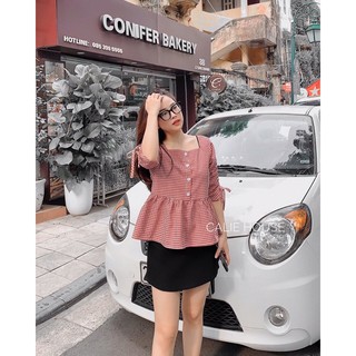 ⚡️BÁN SỈ⚡️Sơ mi babydoll 2 màu kẻ