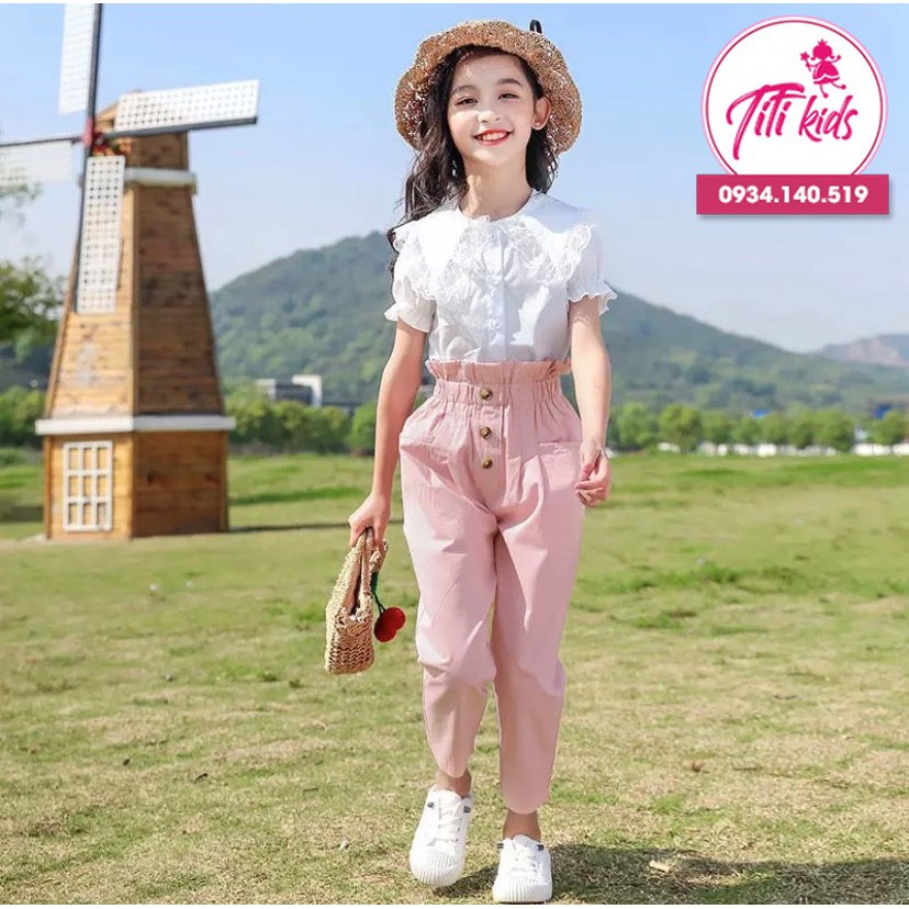 Set Thời Trang Bé Gái TiTiKids Áo Sơ Mi Quần Dài