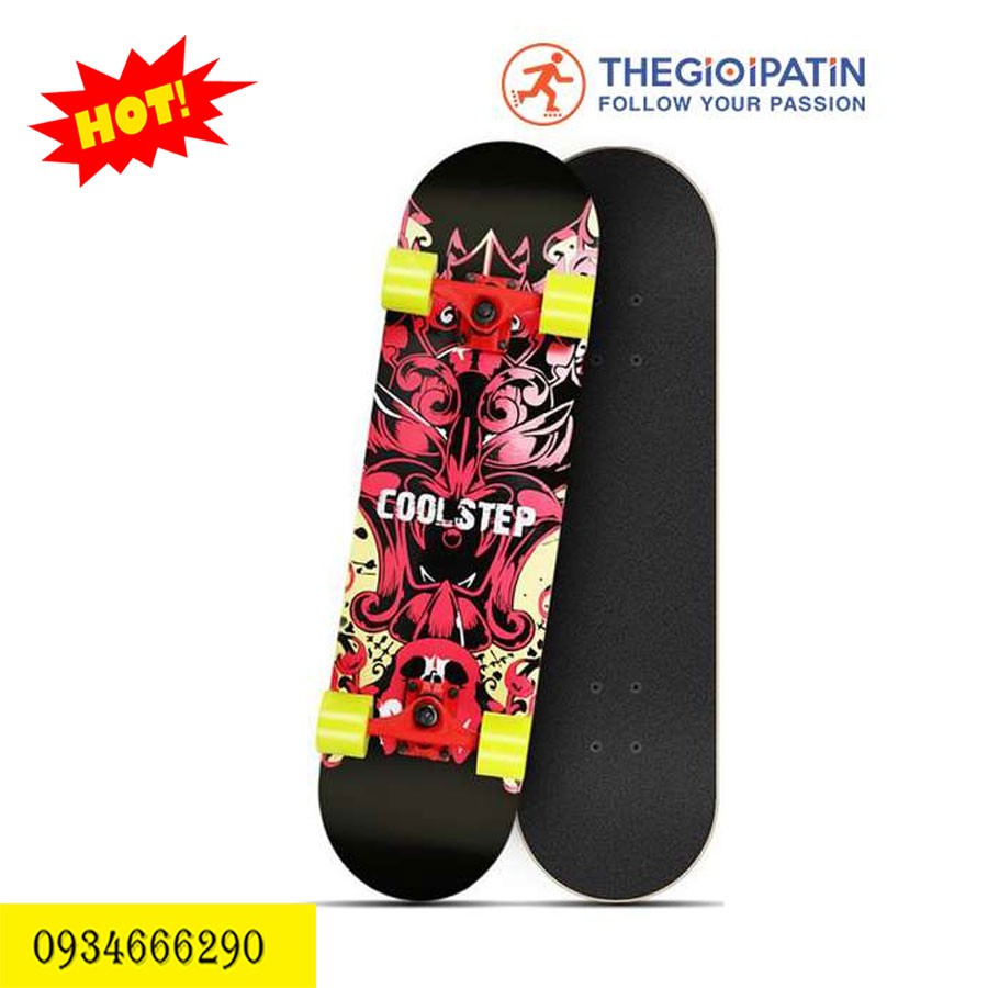 Ván Trượt Skateboard CoolStep -1214 họa tiết đỏ Mua Thả Ga - Không Lo Về Giá