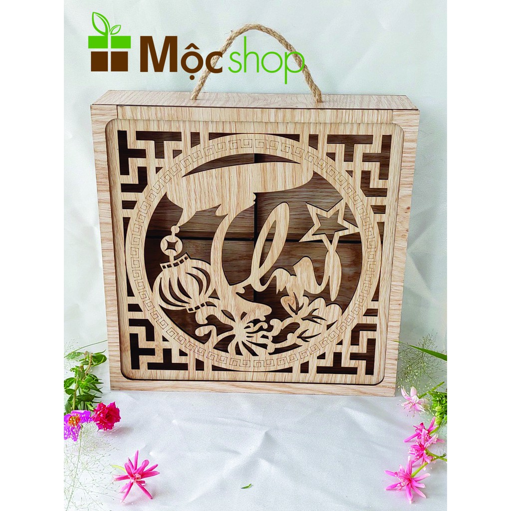 Hộp gỗ đựng bánh trung thu 4 bánh, hộp đựng bánh trung thu cao cấp