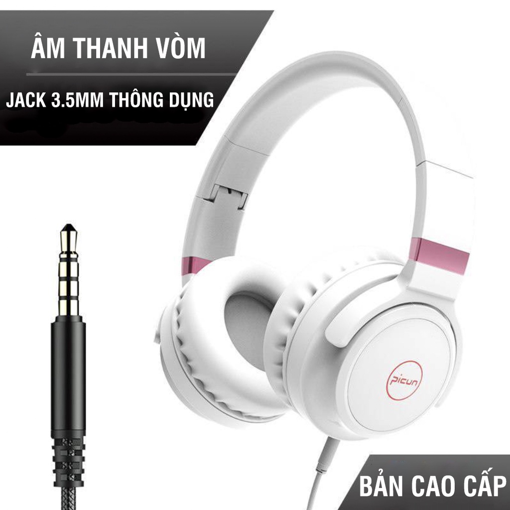 TN10 - Tai nghe có dây văn phòng chụp tai có micro màu sắc nhẹ nhàng Picun âm thanh sống động