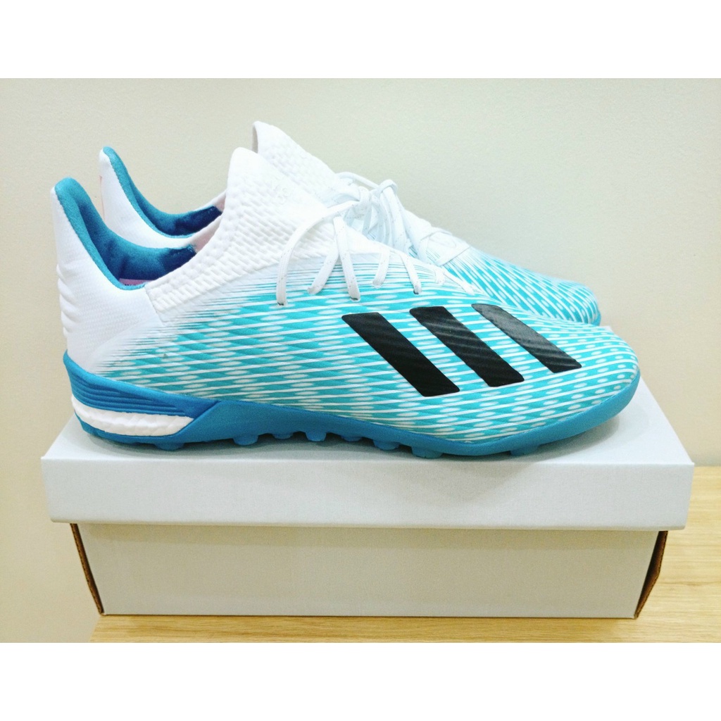 Giày Đá Banh Sân Cỏ Nhân Tạo Adidas X19.1 TF Trắng Hồng | Xanh Da vải siêu bền