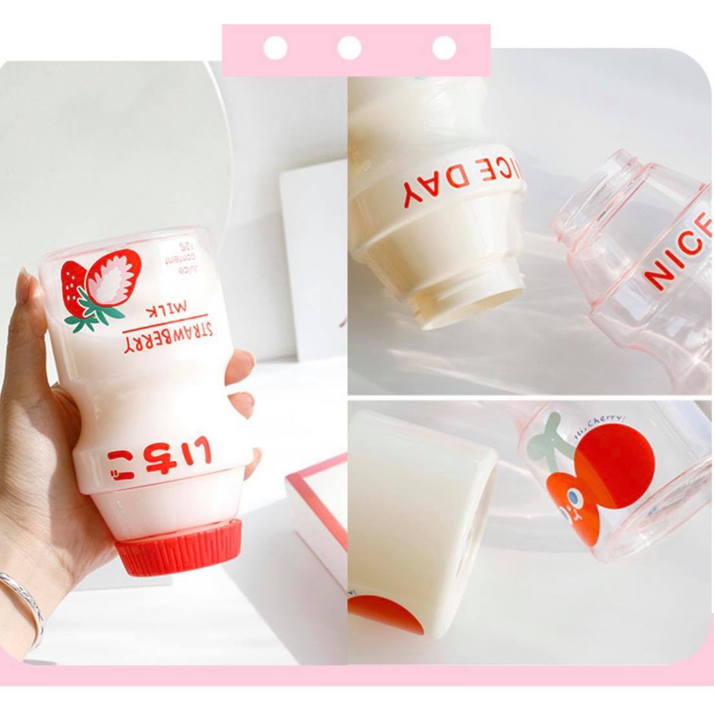 Bình nước hình chai sữa chua Yakult 480ml, nhựa an toàn, dễ thương