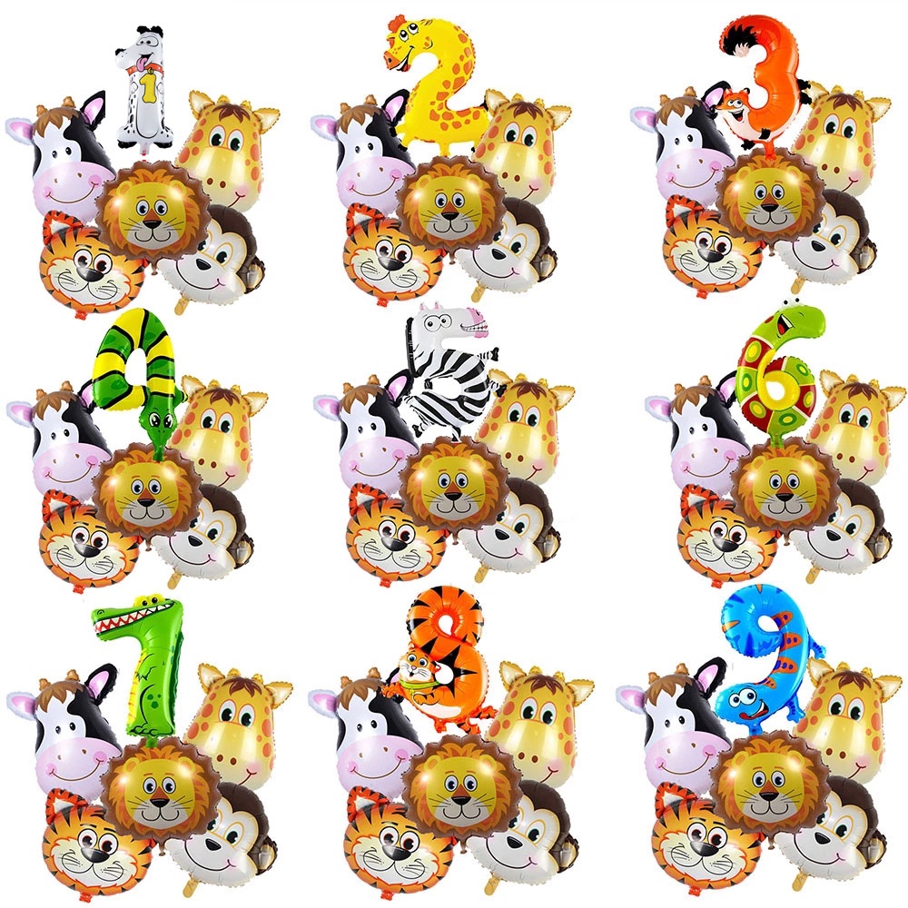 Set 6 Bong Bóng Lá Nhôm Hình Động Vật/Sư Tử/Sư Tử Trang Trí Tiệc Sinh Nhật Trẻ Em