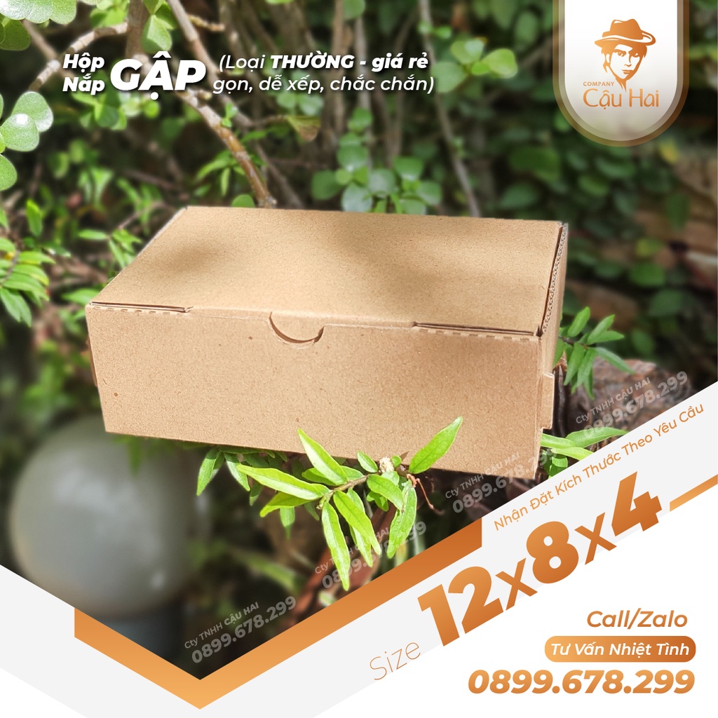 Set 20 Hộp carton nắp GẬP 12x8x4