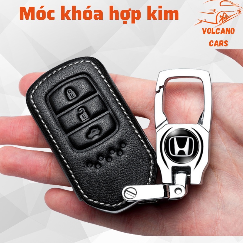 Bao da chìa khóa ô tô Honda bảo vệ chìa bền đẹp và chắc chắn ốp cho các loại smartkey City, Civic, Crv loại 3 phím